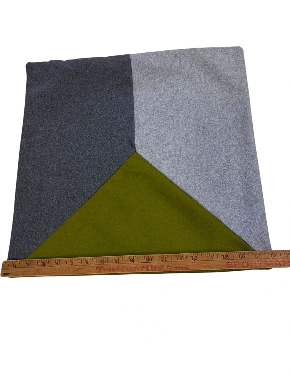 2 Surya Square Wool Blend Pillow Covers MCM Color Block Gray Green